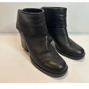 Kork-Ease Kari Leather Ankle Boots Women’s 8.5 Black Block Heel Casual Comfort